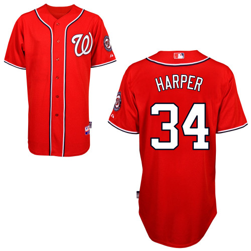 Nationals #34 Bryce Harper Red Cool Base Stitched MLB Jersey